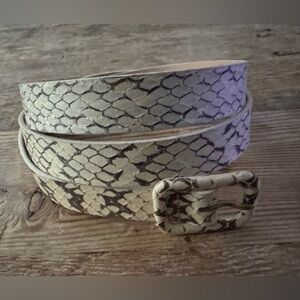 NWT J. Crew Womens Reptile Patterned Cream and Brown Belt Size Large